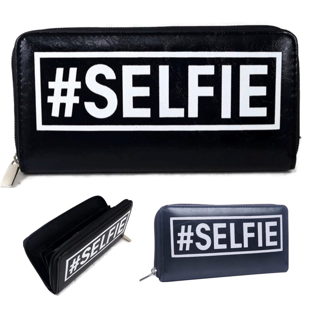 🆕 Cute Mad Style Black Pleather SELFIE Wallet Mod